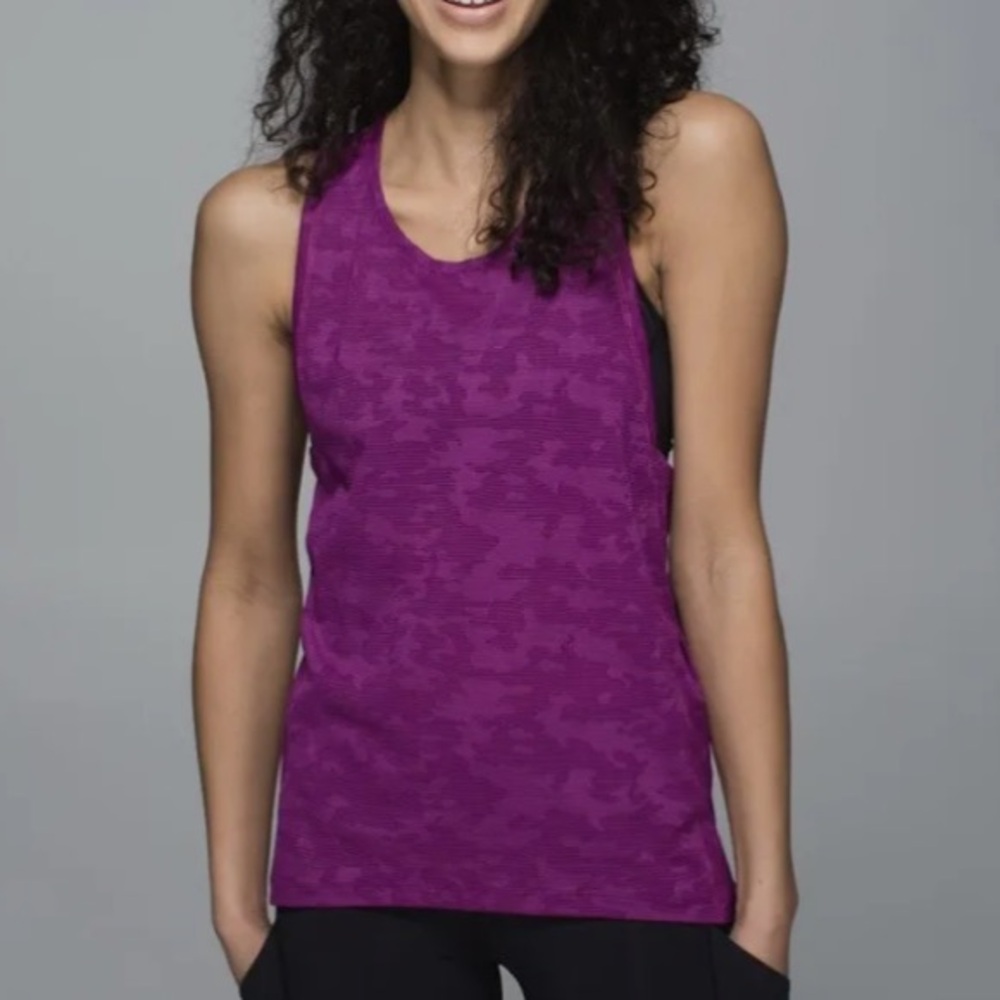 Lululemon run for days purple plum camo tank top- Women’s Size 6